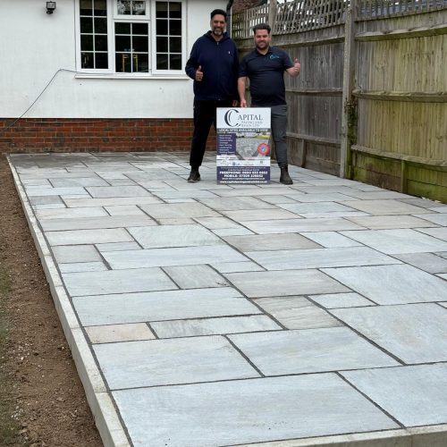 New Grey Sandstone Patio installation in Gerrards Cross done by Capital Paving